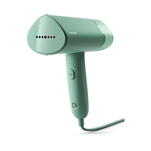 Philips Serie 3000 Plancha vertical- Vaporizador - 1000 W, 20 g/min de vapor, Depósito de agua de 100 ml extraíble, Placa de plástico, Diseño compacto y plegable ideal para viajar, Verde (STH3010/70)