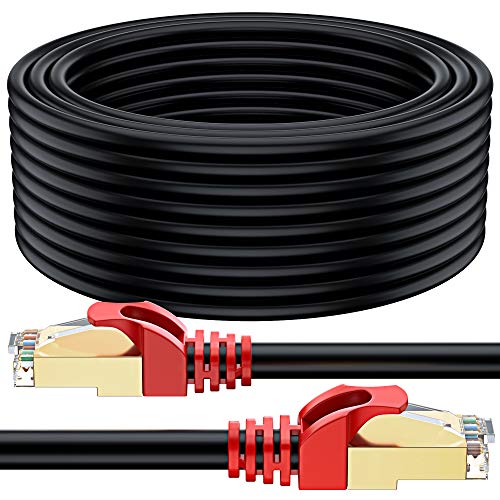 MutecPower 50m CAT 7 Impermeables para Exteriores - RJ45 Cable de Red ethernet Latiguillo para soterramiento Directo