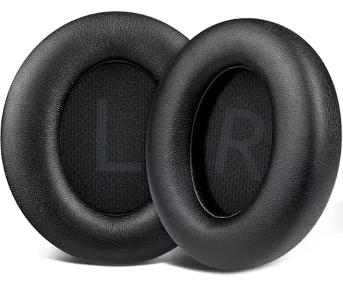 SOULWIT Almohadillas de Repuesto para Anker Soundcore Space Q45 Auriculares, Almohadillas de Piel Sintética más Suave, Espuma de Aislamiento de Ruido-Negro