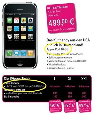 ¿iPhone 3G y con 16GB en Alemania, distribuido por T-Mobile?