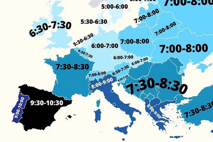 Este Mapa Muestra A Qu Hora Se Cena En Cada Pa s Espa a Es La Este Mapa Muestra A Qu Hora Se Cena En Cada Pa s Espa a Es La