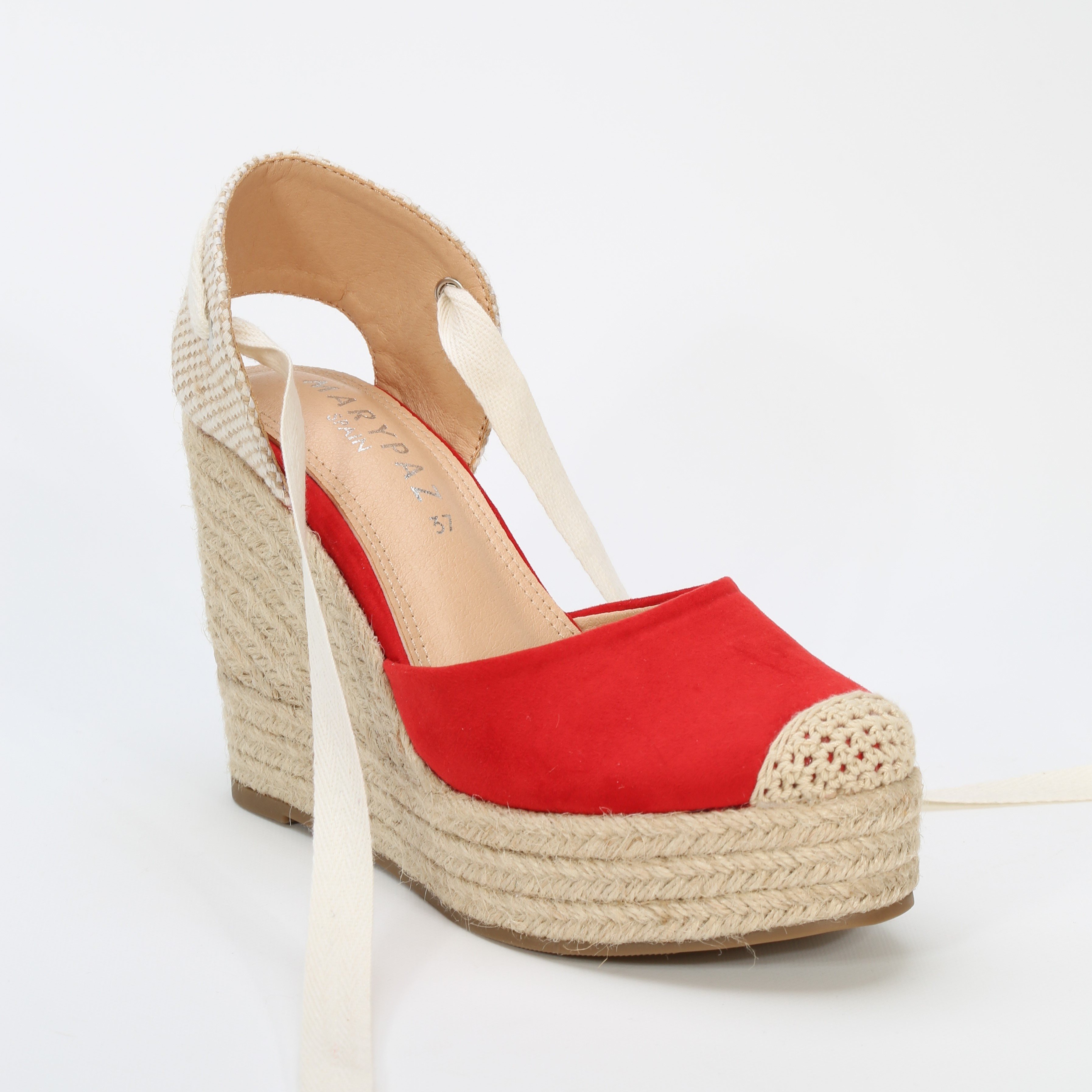 Alpargatas cuñas de esparto lazada