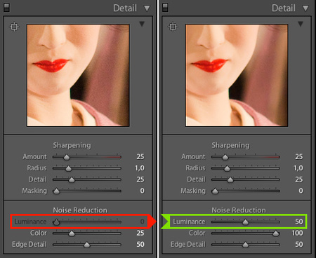 Activa la reducción de ruido por Luminancia en Lightroom 3 beta