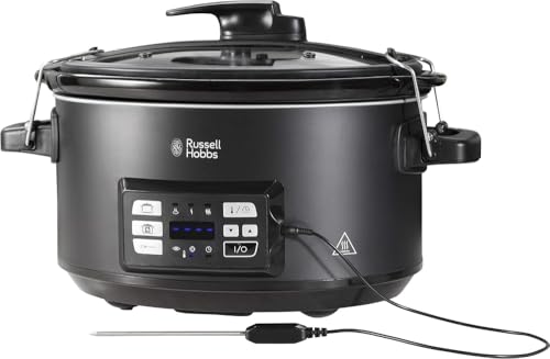 Russell Hobbs Olla de Cocción Lenta Sous Vide - Olla 3 en 1: Cocinar al Vacío, Cocción Lenta y Medidor Temperatura, Pantalla Digital LED, 6 Raciones, Recipiente Extraíble de Cerámica, Negro - 25630-56
