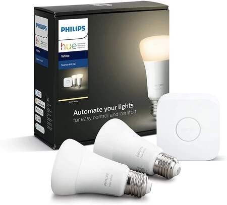 Philips Hue Pack bombillas LED Kit con mando a distancia (10 W, E27, Blanco  cálido, 3 ud.)