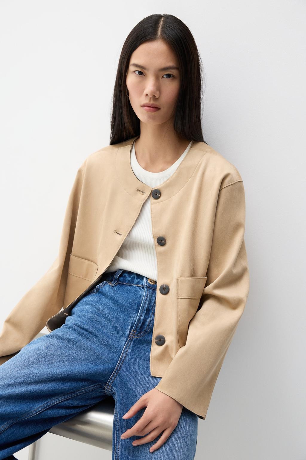 Chaqueta efecto ante