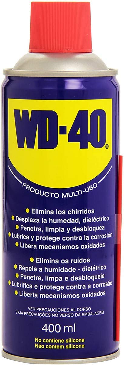 WD-40 Producto Multi-Uso- Spray 400ml-Lubrica, Afloja, Protege del óxido, Dieléctrico, Limpia metales y plásticos y Desplaza la humedad