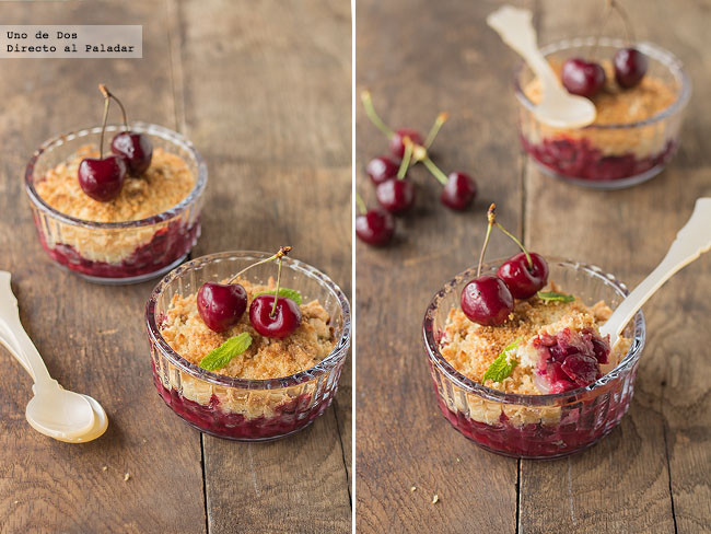 Crumble de cerezas, receta de postre con aires británicos