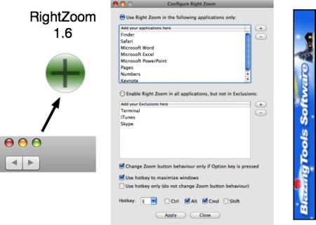 RightZoom, convierte el botón Zoom (verde) en maximizar