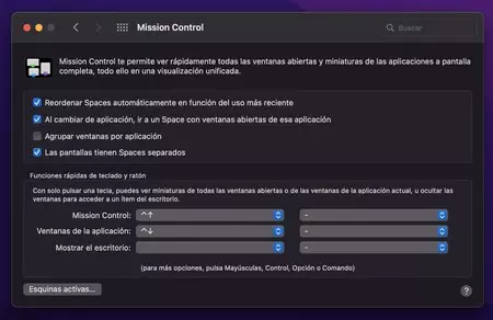 Mac の設定 ミッション コントロール