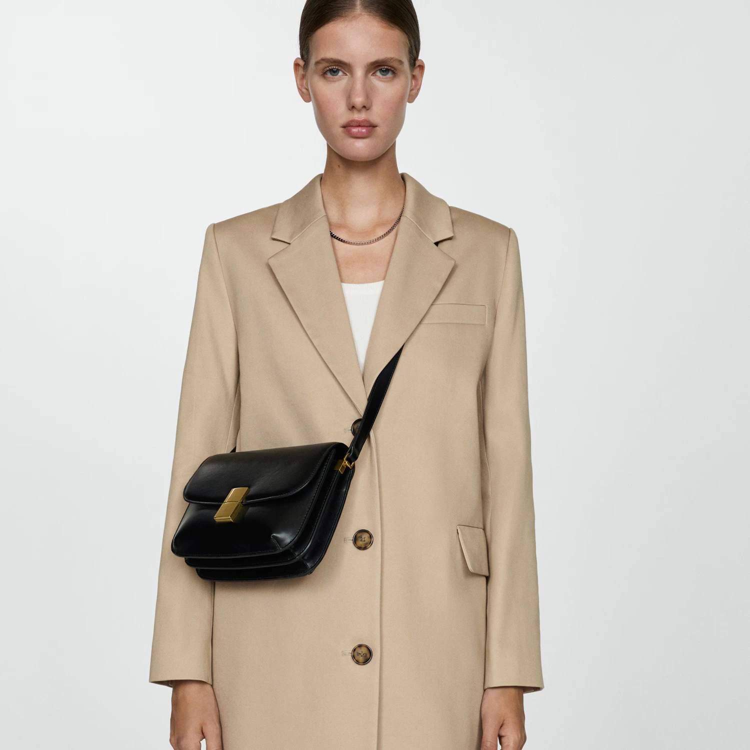 Abrigo midi algodón recto

