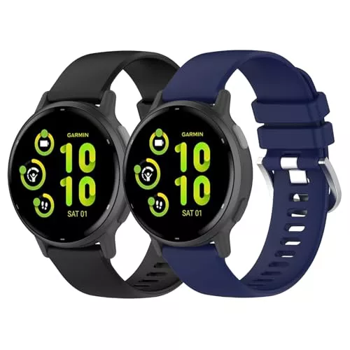 Garmcool 20mm Correa Compatible con Garmin Vivoactive 6/5/3 Pulseras Negro Azul Hombre Mujer Silicona Reemplazo Correas para Garmin VivoMove Trend/Sport/Style (sin Reloj)