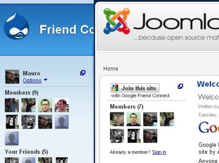 Google Friend Connect se amplía y ofrece soporte para Joomla y Drupal