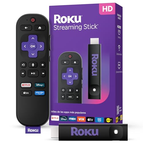Roku® Streaming Stick™ 2025 - Dispositivo de Streaming HD para TV con Control Remoto por Voz - TV en Vivo y Gratis