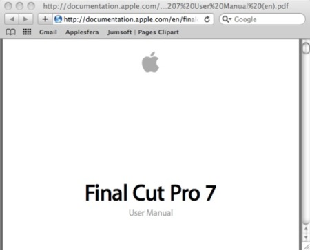 Descarga el manual de Final Cut Pro 7 en pdf desde la web de Apple