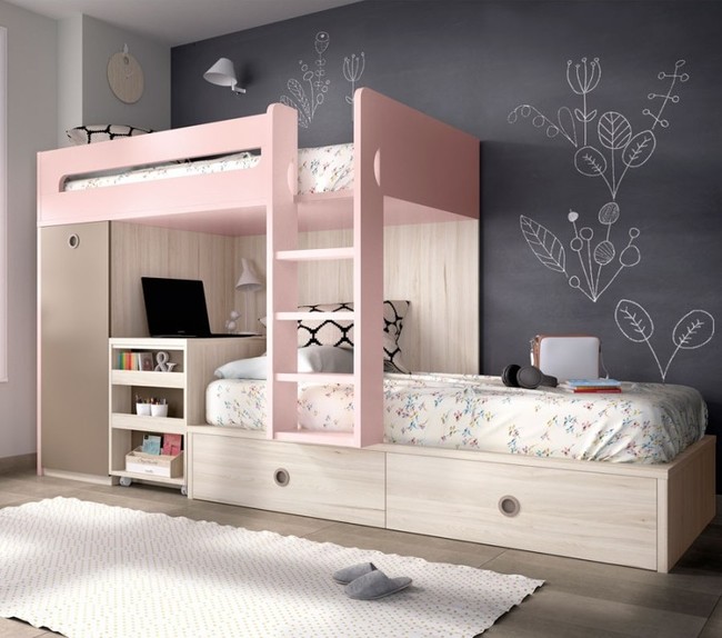 Gana espacio en el dormitorio de los niños con camas abatibles y