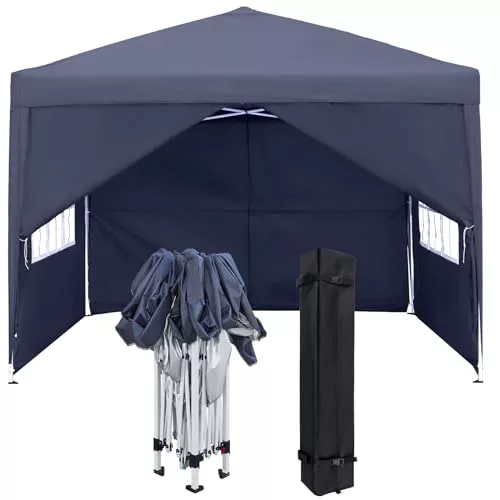 FIVMEN Carpa Plegable 3x3m con Paneles Laterales y Ventanas y Bolsa de Transporte Cenador Pabellón Protección UV Carpa para Fiestas Impermeable Gazebo Jardín Exterior Tipo B (Antracita)