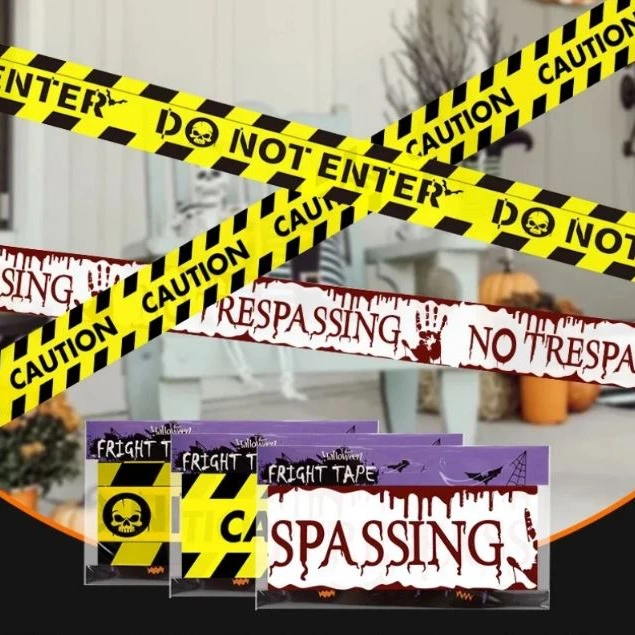 Cinta de advertencia para Halloween, señales NO ENTER, accesorios de Halloween, línea de advertencia de peligro, cinturón de aislamiento, jardín al aire libre, decoración del hogar de Halloween
