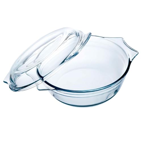 ACAN Tradineur - Cacerola redonda de vidrio borosilicato con tapa