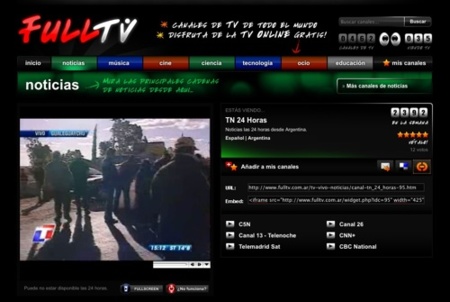 FullTV, otro directorio de canales de televisión mundial