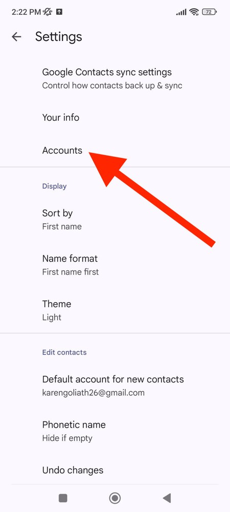 Contacts Google Settings Accounts