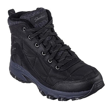 Botines Mujer Skechers 167897 Bbk Negros Acolchados Con Cordones 1