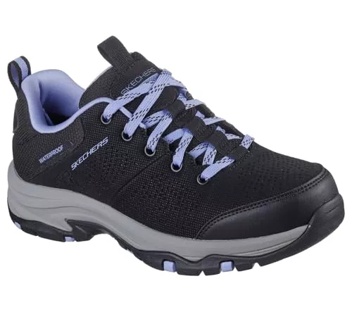Skechers Trego Trail Destiny para Mujer, Tela sintética Negra y Ribete Morado, 36.5 EU
