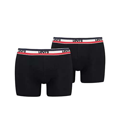 Levi's Boxer, Negro Black 908, S (Pack de 2) para Hombre