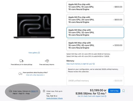 Envío Estados Unidos M4 Max