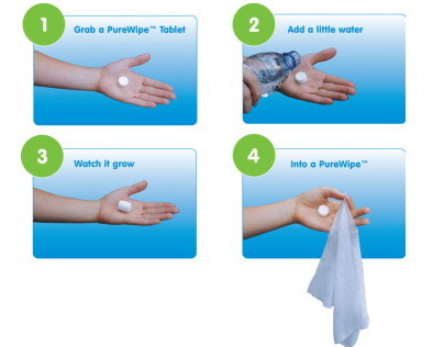 Toallitas desechables en una pastilla