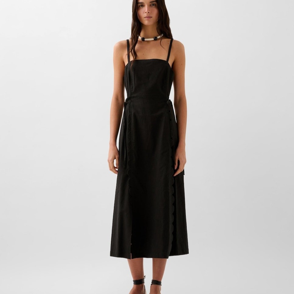 Scalpers - Vestido midi con cierre de cremallera.