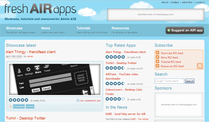 FreshAIRapps, una web para recopilar todas las aplicaciones basadas en AIR
