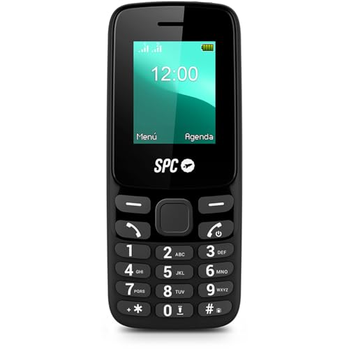 SPC Talk 2 Go – Teléfono móvil básico | Pantalla 1,8" | Batería 9 días | Volumen Timbre Llamada 103dB | Linterna, Radio FM | USB-C y Dual-SIM | Muy Compacto y Ligero, Color Negro