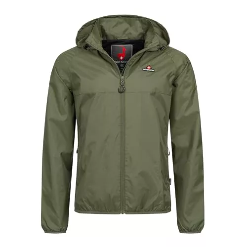 Höhenhorn Rigi Chubasquero con capucha para hombre, chaqueta de ocio para exterior, verde, XXXL