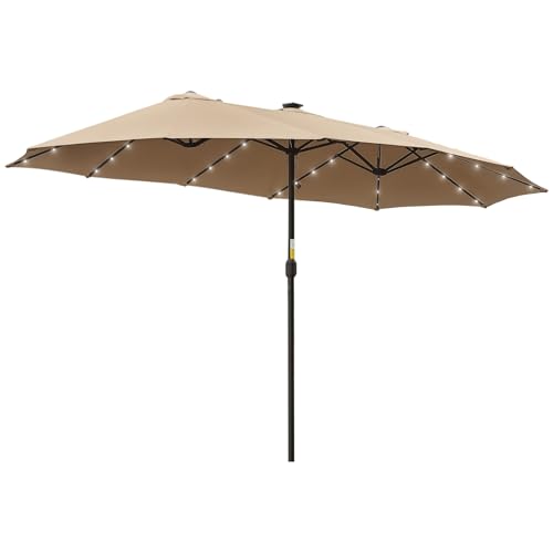 Outsunny Sombrilla Doble con 48 Luces LED