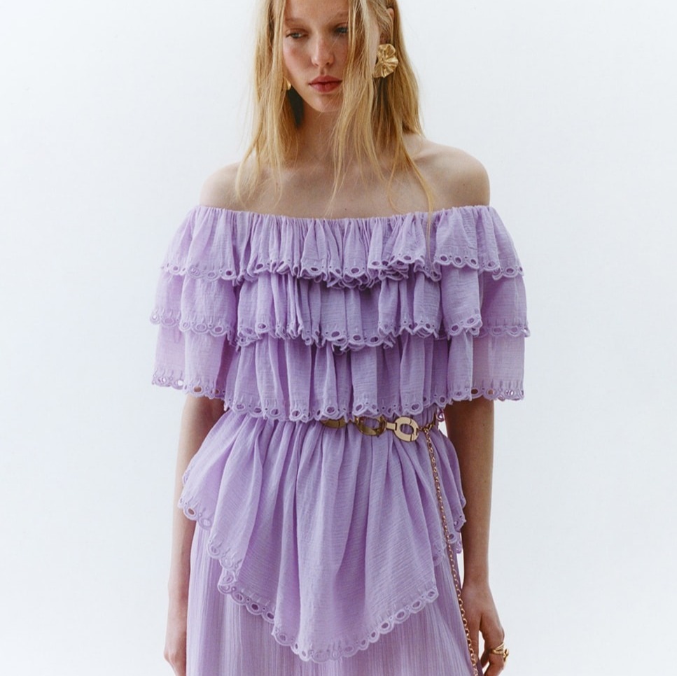 Vestido volantes schiffly Lila Sfera

