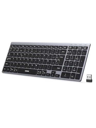 UGREEN Teclado Inalámbrico Bluetooth 5.4 & 2.4G, Teclado Recargable con Cable USB-C