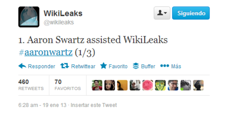 WikiLeaks apunta a Aaron Swartz como fuente propia. Las sospechas del caso se disparan