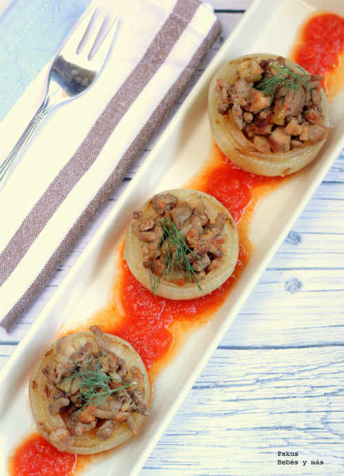 Receta de cebollas rellenas de carne con tomate 
