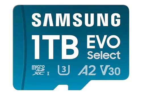 Samsung - Tarjeta MicroSD EVO Select 2023 (1 TB, Velocidad de Lectura, 160 MB/s y 120 MB/S de Escritura