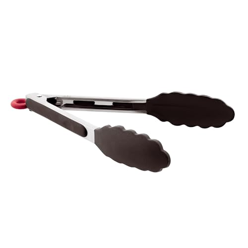 Jata AC35 - Pinza Cocina Silicona, Mango Ergonómico Silicona, Antideslizante, Apto Lavavajillas, Resistencia 240°, Negro