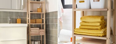 La estantería de abedul de Ikea que permite ganar metros y calidez en el baño 
