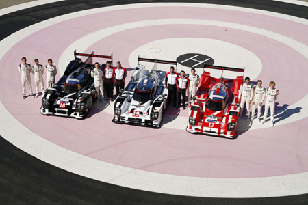 Porsche 919 Hybrid In 2015 Le Mans Colors With Drivers And Top Management