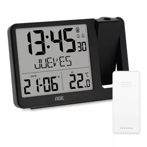 ADE Despertador Digital radiocontrolado con proyección y Sensor Exterior