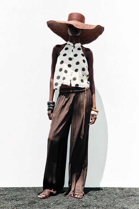 Pantalon Ancho Marron Chocolate