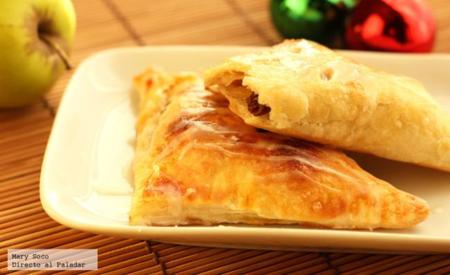 Hojaldres de manzana y uva pasa. Receta
