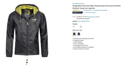 Geographical Norway Nijak Chaqueta para lluvia para hombre Outdoor Casual con capucha