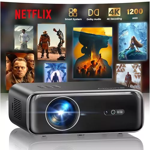 Proyector 4K (1400 ANSI/Netflix Incluido/Dolby) Auto Focus/Keystone WiFi Bluetooth FHD 1080P