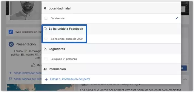 Fecha Cuenta Facebook