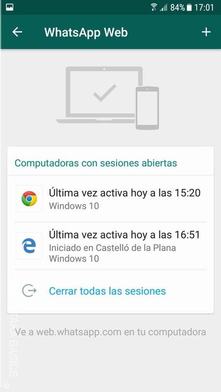 Sesiones Whatsapp Web Abiertas